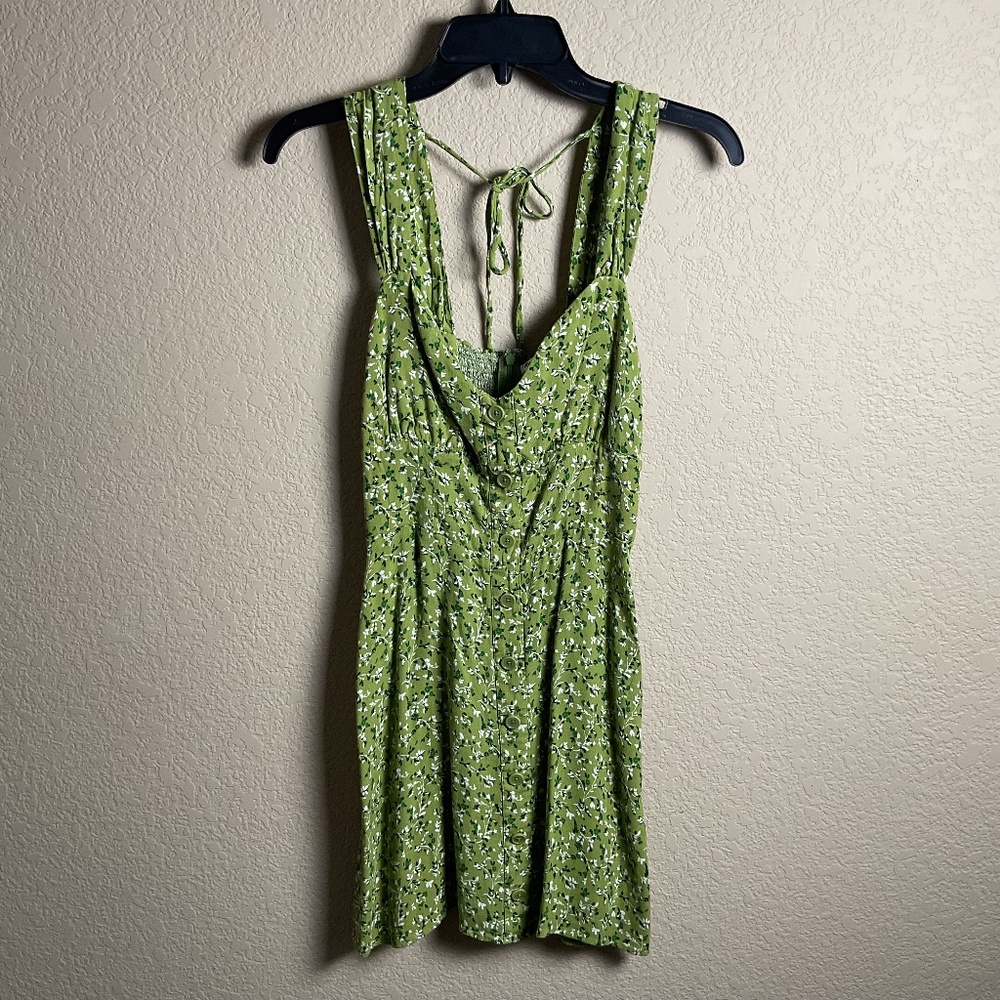Reformation Womens 6 Green Floral Lorelei Mini Dress Sundress‎ Summer Smocked